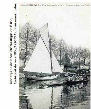 Équipe de la société nautique de l'Oise, Carte postale de 1900-1920