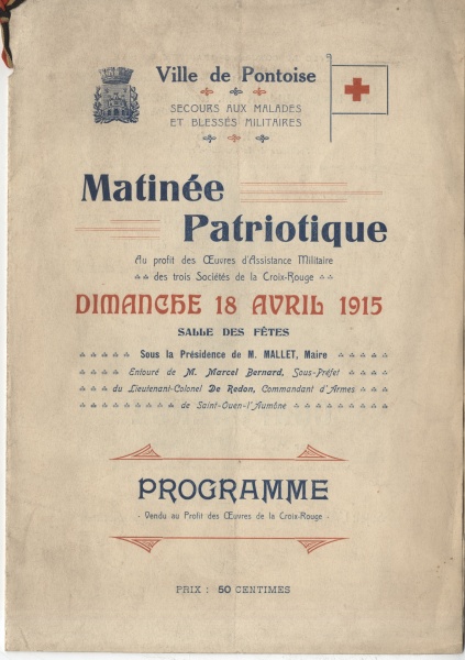 Le programme de la matinée patriotique du dimanche 18 avril 1915 (Archives municipales)