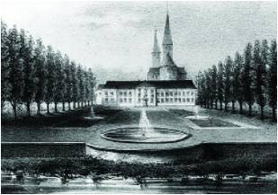 1974 : Abbaye Saint-Martin; Palais et parcdescendant vers l’Oise (ADVO, Cellule inventaire du patrimoine)