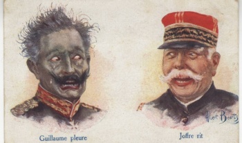 Carte postale patriotique "Guillaume pleure, Joffre rit"